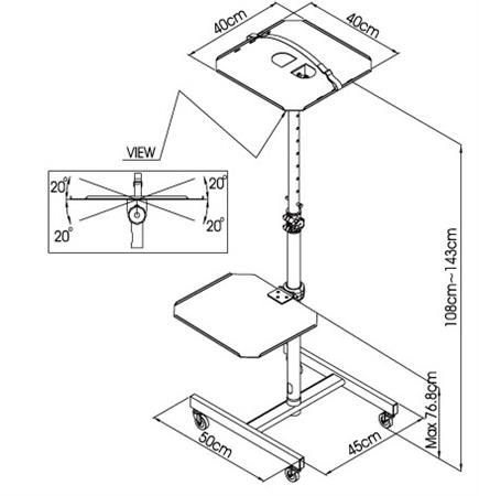 CARRITO MOVIL PARA  PROYECTOR PJR-067
